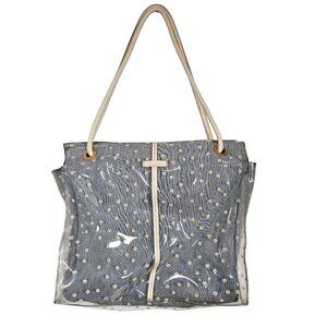 Hammitt Benjamin Daisy Print Tote Bag Los Denim & Clear PVC Los Angeles
